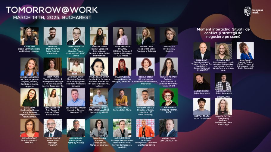 Tomorrow@work 2025: Lideri Romani si Internationali dezbat cum va arata Viitorul Muncii, pe 14 martie, la Bucuresti