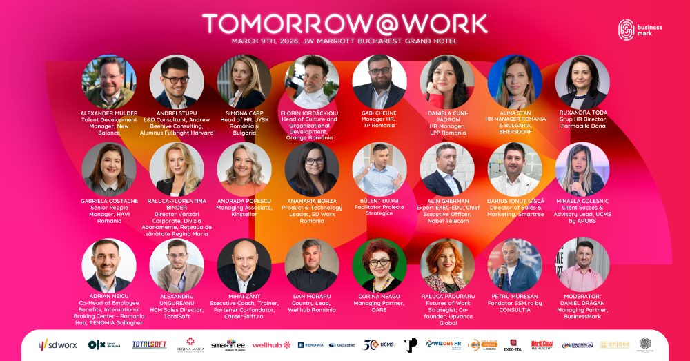 Tomorrow@work 2026: Pe 9 martie, lideri din domeniu analizeaza noile forte care modeleaza viitorul muncii