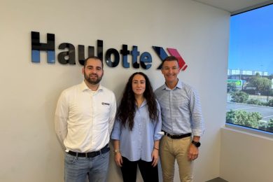 from left, Giacomo Bordignon, Area Manager Faresin Industries, Giulia Faresin, Vice President Faresin Industries and Keith Clarke General Manager of Haulotte Australia